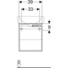 Шкафчик для раковины Geberit Renova Plan, с одной дверью: B=39см, H=46см, T=32.5см, матовый белый / меламиновое покрытие, белая / блестящая лакированная