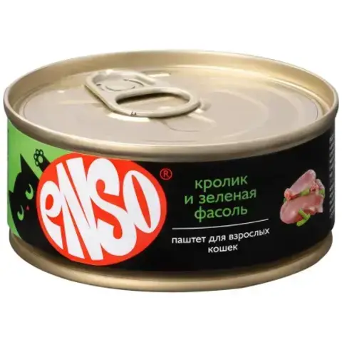 ENSO консервы для взрослых кошек паштет с кроликом и зеленой фасолью 100 гр