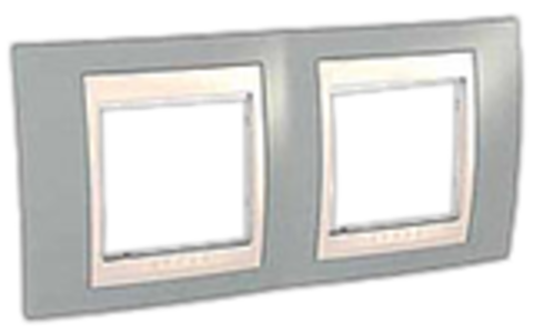 Рамка на 2 поста. Цвет Серый/Бежевый. Schneider electric Unica Хамелеон. MGU6.004.565