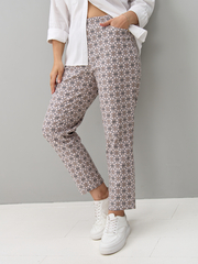 Брюки Бдж-129/бежевый-орнаментджинс