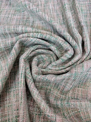 Твид шанель, меланж, белый, зеленый, красный, вискоза, хлопок