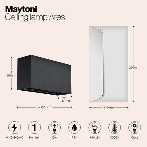 Накладной светодиодный светильник Maytoni Ares O309CL-L10GF3K