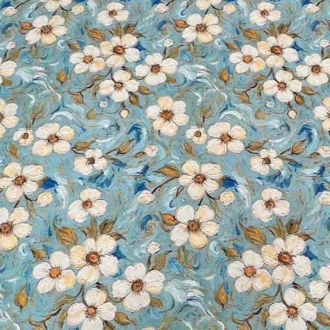 МАЛЬВА НА ГОЛУБОМ - 100% хлопок