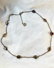 Колье-чокер цепочка с подвесками лого + цветные камни style by GUCCI