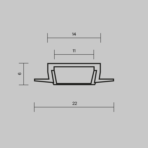 Алюминиевый профиль Maytoni встраиваемый с накладным фланцем 22x6 (Черный, 2 м), ALM-004-B-2M 632010