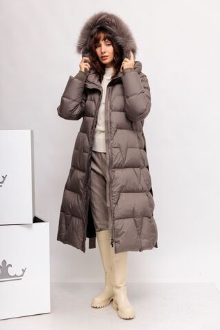Diego M Пуховик длинный с роскошной меховой опушкой