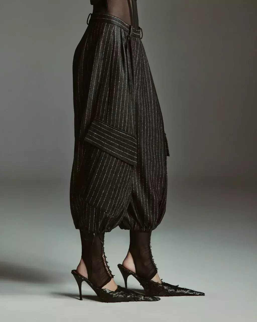 Бриджи из шерти в полоску М, Серые