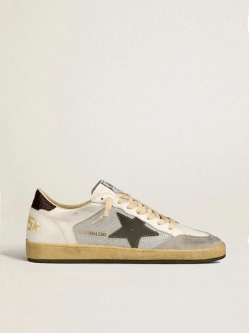 Men's Ball Star in vintage white with green star and croco print heel tab