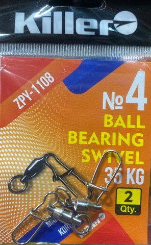Карабин с вертлюгом на подшипнике Killer Ball Brearing swivel №4, арт1108