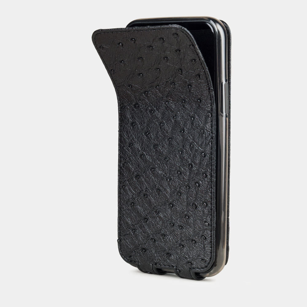 Чехол для iPhone 11 Pro из натуральной кожи страуса, черного цвета