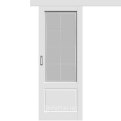 Купить Межкомнатная одностворчатая дверь купе эмаль VFD Sheffild Polar белая остеклённая