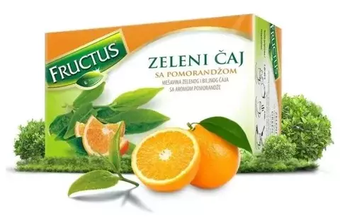 Чай в пакетиках FRUCTUS Classic Green Tea with Orange зеленый и травяной с апельсином, Сербия, 20 шт