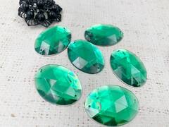 Стразы пришивные акрил, d 4х3 см, зелёный