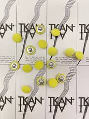 Пуговица обтяжная на ножке с проколом (Ткань/металл, 16, Лимонный желтый)