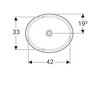 Geberit VariForm Раковина с установкой под столешницу овальной формы, Т1=42х33 см, без отв. под смеситель, без отв. перелива