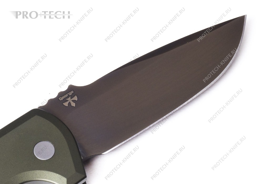Нож Pro-Tech Rockeye Textured Green Smoky Gray DLC 3V Exclusive - фотография 
