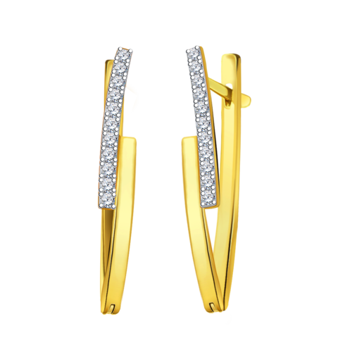 л20738 - Серьги - дорожки из желтого золота с фианитами