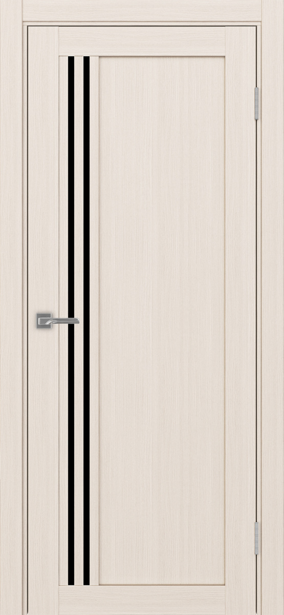 Дверь межкомнатная Оптима Порте Турин 555.21, цвет перламутровый ясень, экошпон, стекло лакобель черное