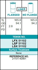 Гильза блока цилиндров TEIKIN LSX51102 (4шт/упак) не хонингованная