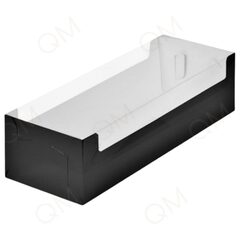 Коробка для рулета с пластиковой крышкой 300х110х80 мм (черная), 10шт