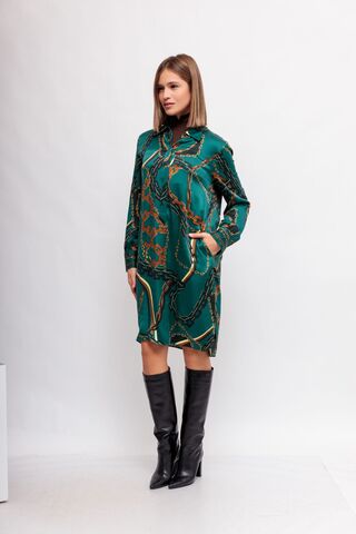 Marc Cain Платье из шелка с эластаном в принт цепочками