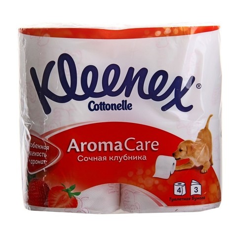 Бумага туалетная KLEENEX Клубника 3 сл 4 р РОССИЯ