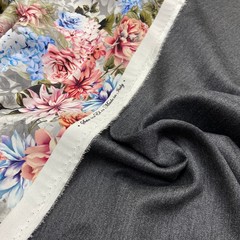 Ткань костюмно-плательная серая двусторонняя 3233