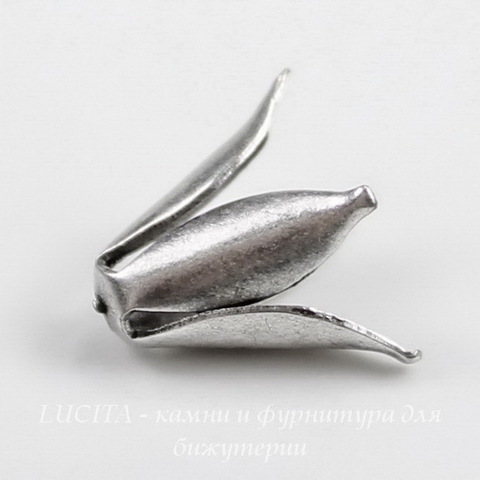 Винтажный декоративный элемент - шапочка "Колокольчик" 10 мм (оксид серебра) ()