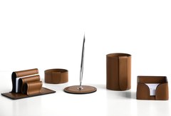 Письменный набор 5 предметов из кожи цвет табак