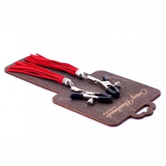 Зажимы на соски «прищепки» с кисточками из замши красные