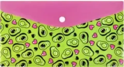 Папка на кнопке А5+ (Феникс) АВОКАДО ПАТТЕРН, пластик, 26x14 см, 1 отд. 59372