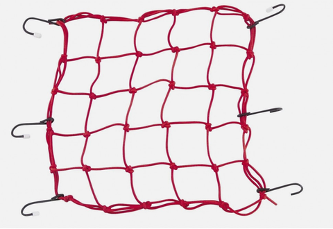 Сетка багажная BikeMaster 35x35 красная (металл. крючки)