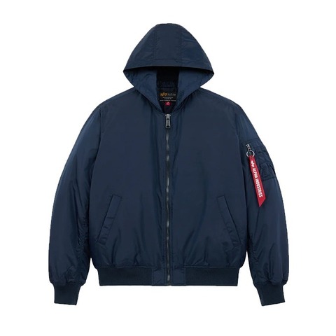 Бомбер Alpha Industries MA-1 Hooded Logo Oxford Replica Blue (Синий)