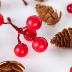 Ягоды и шишки искусственные для творчества, , новогодний декор, набор 20 шт. ( 10 шишек и 10 веток ягод).