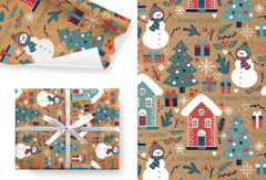 Бумага подарочная, С новым годом! Снеговик, 0,7*1 м, 5 листов