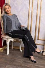 Брюки палаццо Полианна (черные/серебро) Б14828-8М LT Collection