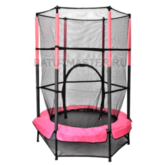 Детский батут с сеткой, диаметр 4,6 фт, розовый