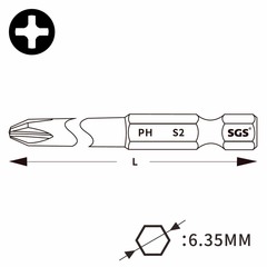 Бита PH0 х50мм S2 1шт SGS 6350-3.0-PH0