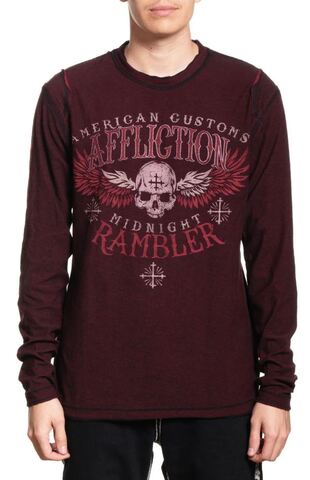 Affliction | Футболка мужская лонгслив двусторонняя Crows LS Rev. A28675 обратная сторона перед