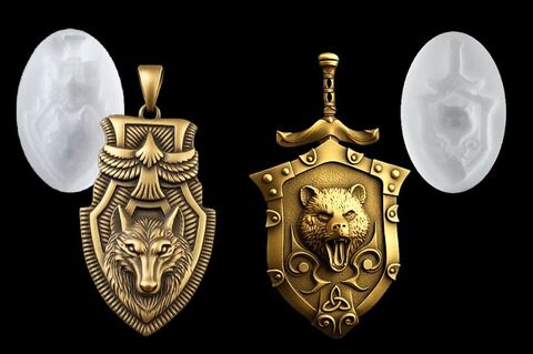 Силиконовые молды Медвежий щит / Волчий щит . 2 шт . Набор