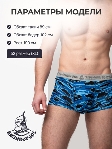 Комплект из 3-х семейных трусов - «Синие военные»