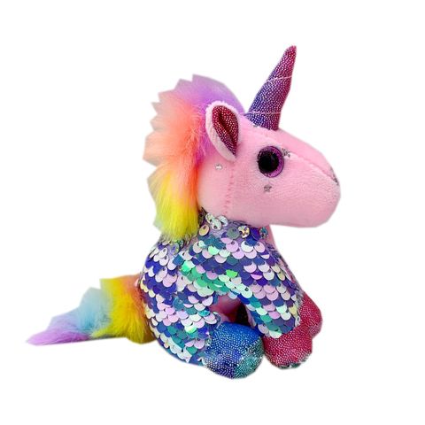 Брелок Единорог с пайетками розовый 13 см