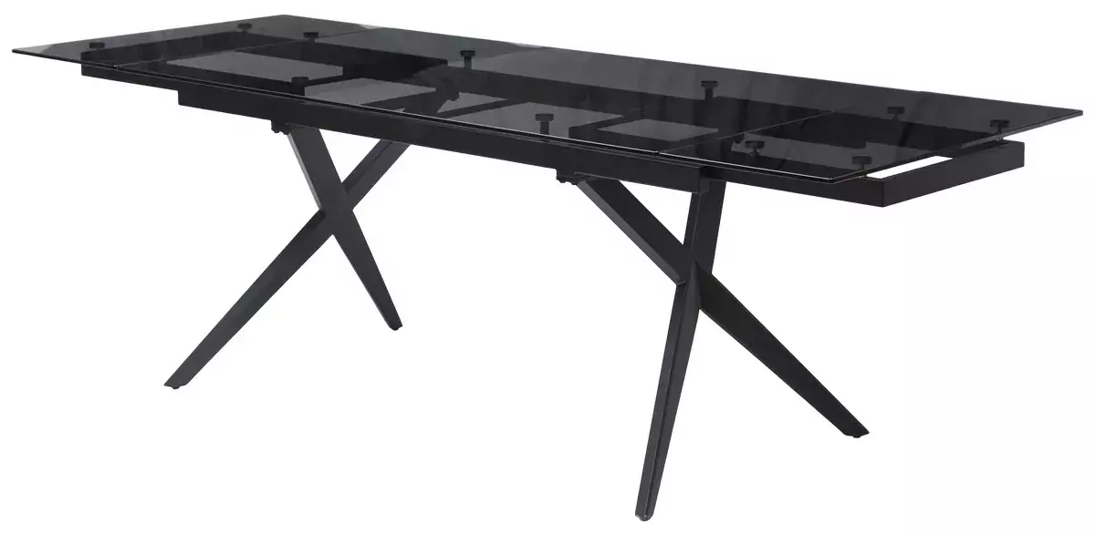 Стол ADRIA 160 SMOKED BLACK GLASS Дымчато-черное стелко/ черный каркас, DISAUR