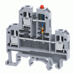 Двухуровневая клемма, винтовые зажимы проводника до 4 мм.кв. 32A/500V со светодиодной схемой - конфигурация EL1