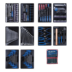 KING TONY (932-000MRD-MT) Набор инструментов для тележки, 10 ложементов, 173 предмета