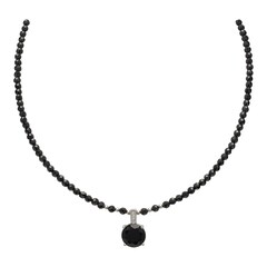 Чокер из Шпинели с подвеской-Чёрный фианит, silver
