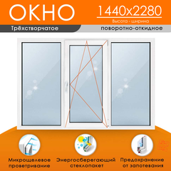 Пластиковое окно 1440 х 2280 ТермА Эко