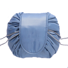 Ленивая нейлоновая косметичка-мешок на липучке, цвет голубой