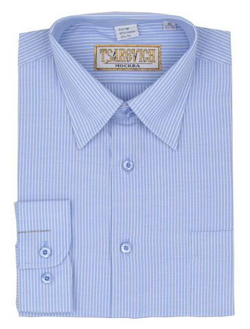 Светло-голубая классическая рубашка в полоску TSAREVICH