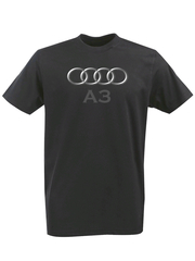 Футболка с принтом Ауди A3 (Audi A3) черная 002